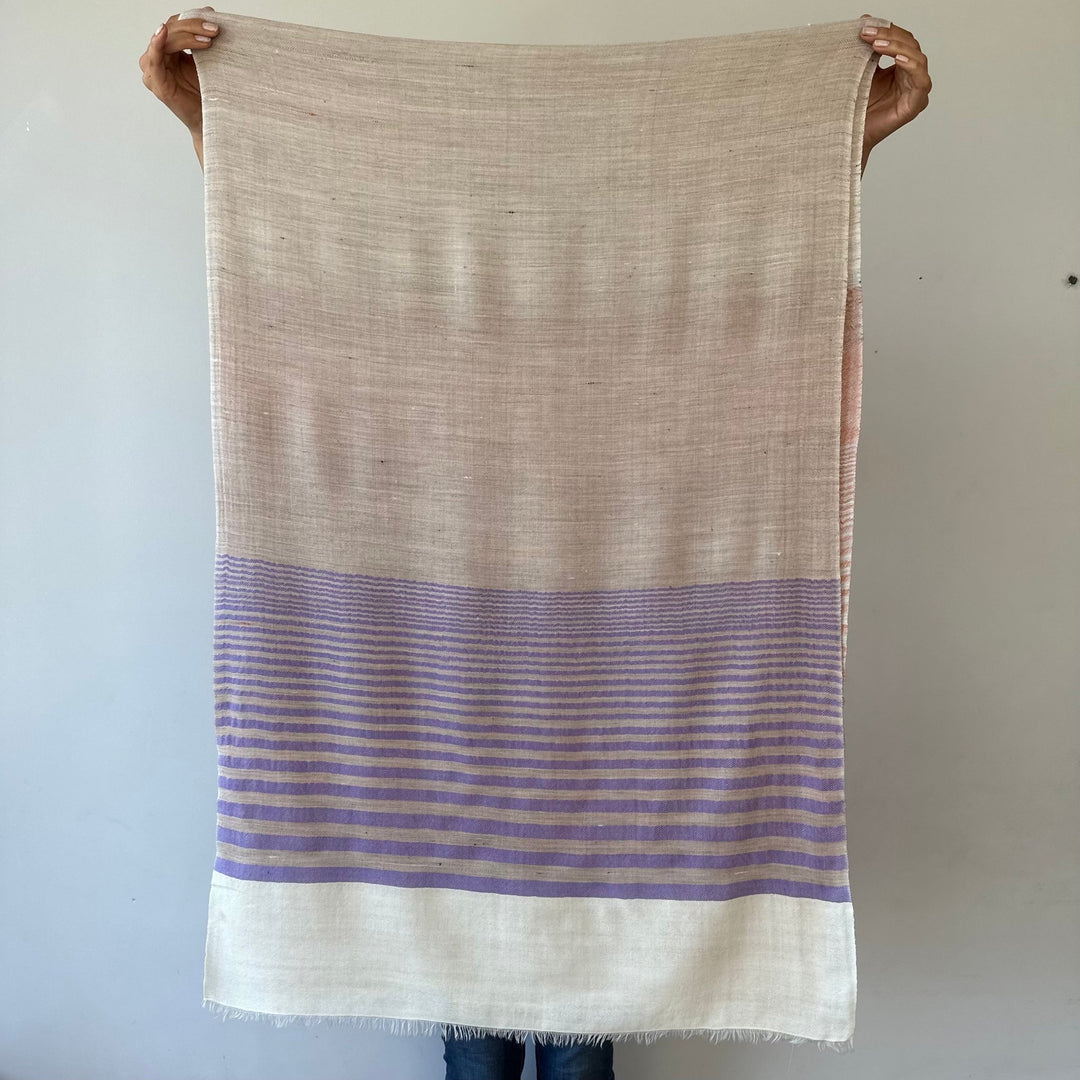 Himalaya-Schal | Pashmina, Wolle | Beige-White-Rose-Violet - Atelier Tibet