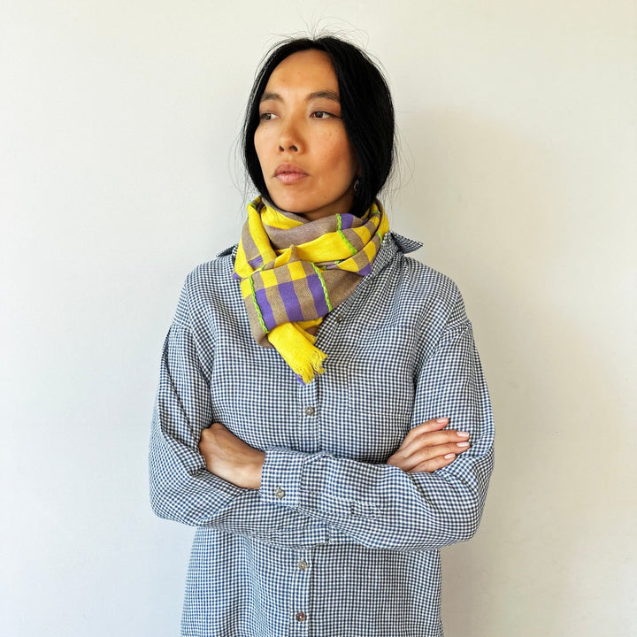 Himalaya-Schal | Pashmina, Wolle | Yellow-Violet-Green - Atelier Tibet