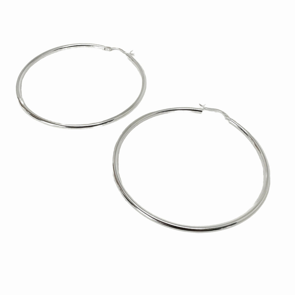 Klassische Kreolen aus Silber oder vergoldet Ø 60 mm - Atelier Tibet