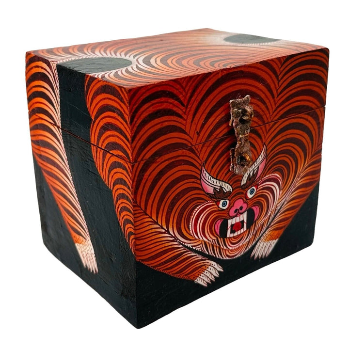 Kleine Tibetische Tiger-Holzschatulle - Atelier Tibet