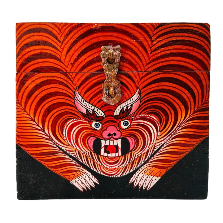 Kleine Tibetische Tiger-Holzschatulle - Atelier Tibet