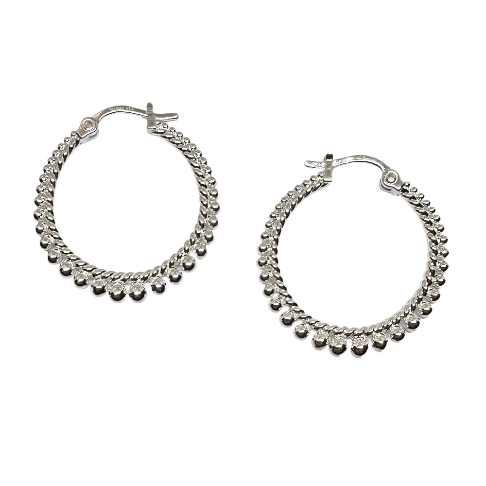 Kreolen mit Kugelmuster, Silber oder vergoldet Ø 30 mm - Atelier Tibet
