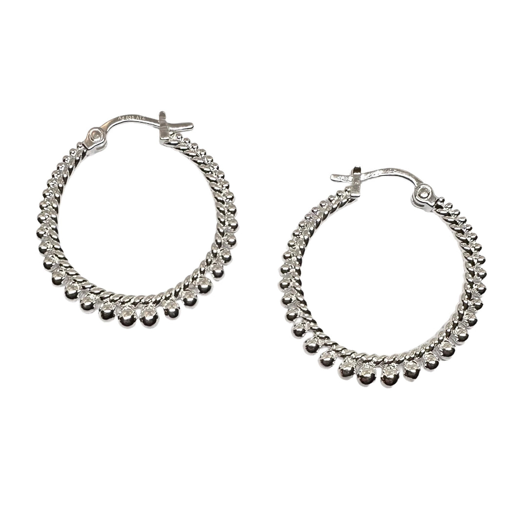 Kreolen mit Kugelmuster, Silber oder vergoldet Ø 30 mm - Atelier Tibet