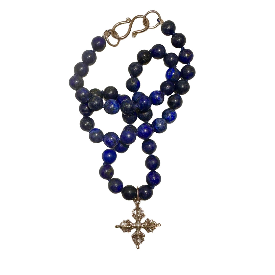 Lapis Lazuli-Halskette mit Doppel Vajra-Anhänger - Atelier Tibet