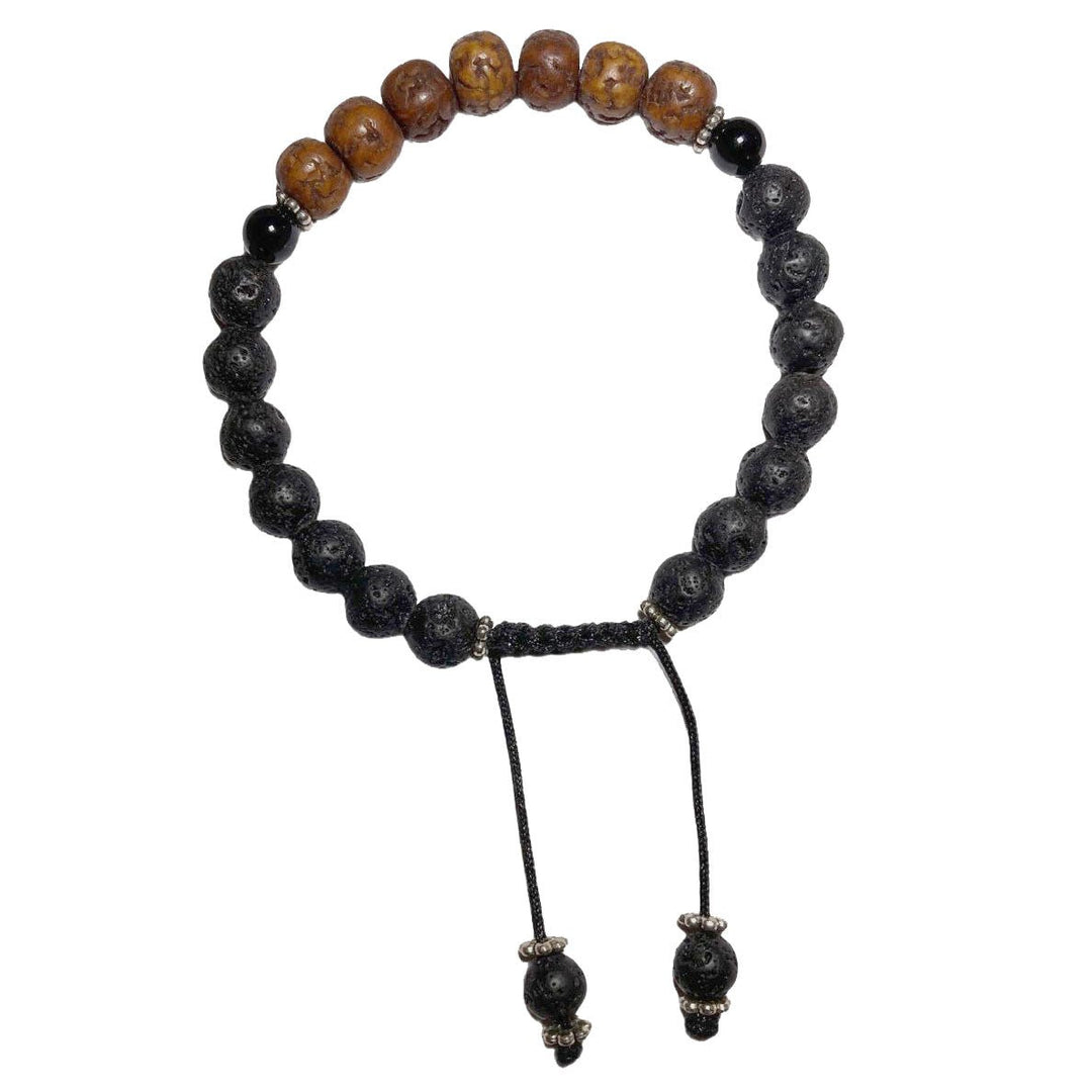 Lavastein und Rudraksha Armband Mala - Atelier Tibet
