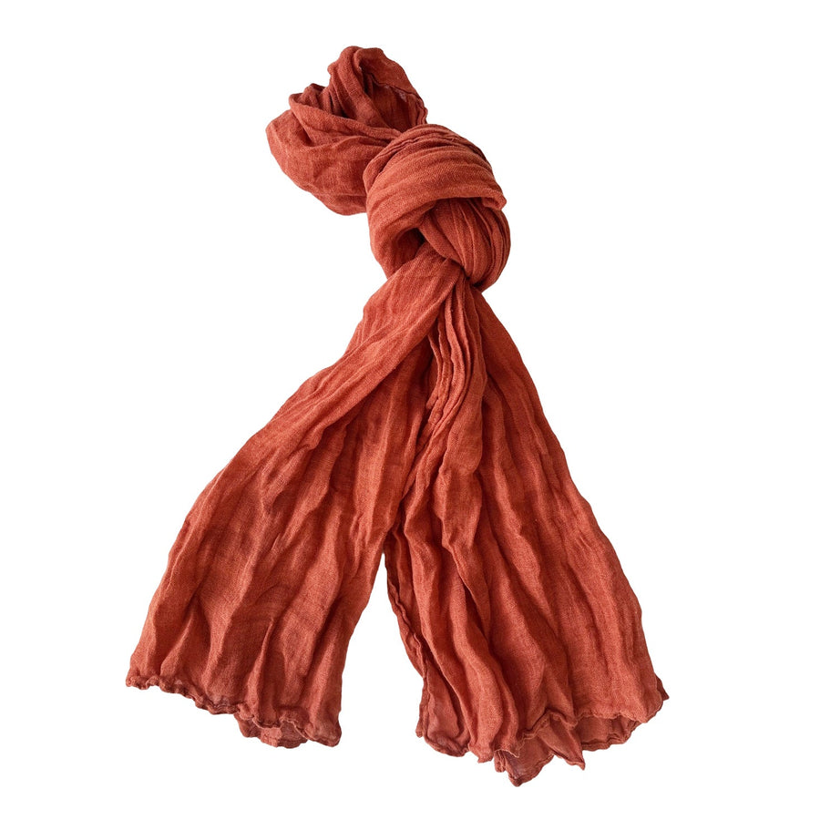 Leinen-Schal «Scheltrhi» | terracotta - Atelier Tibet