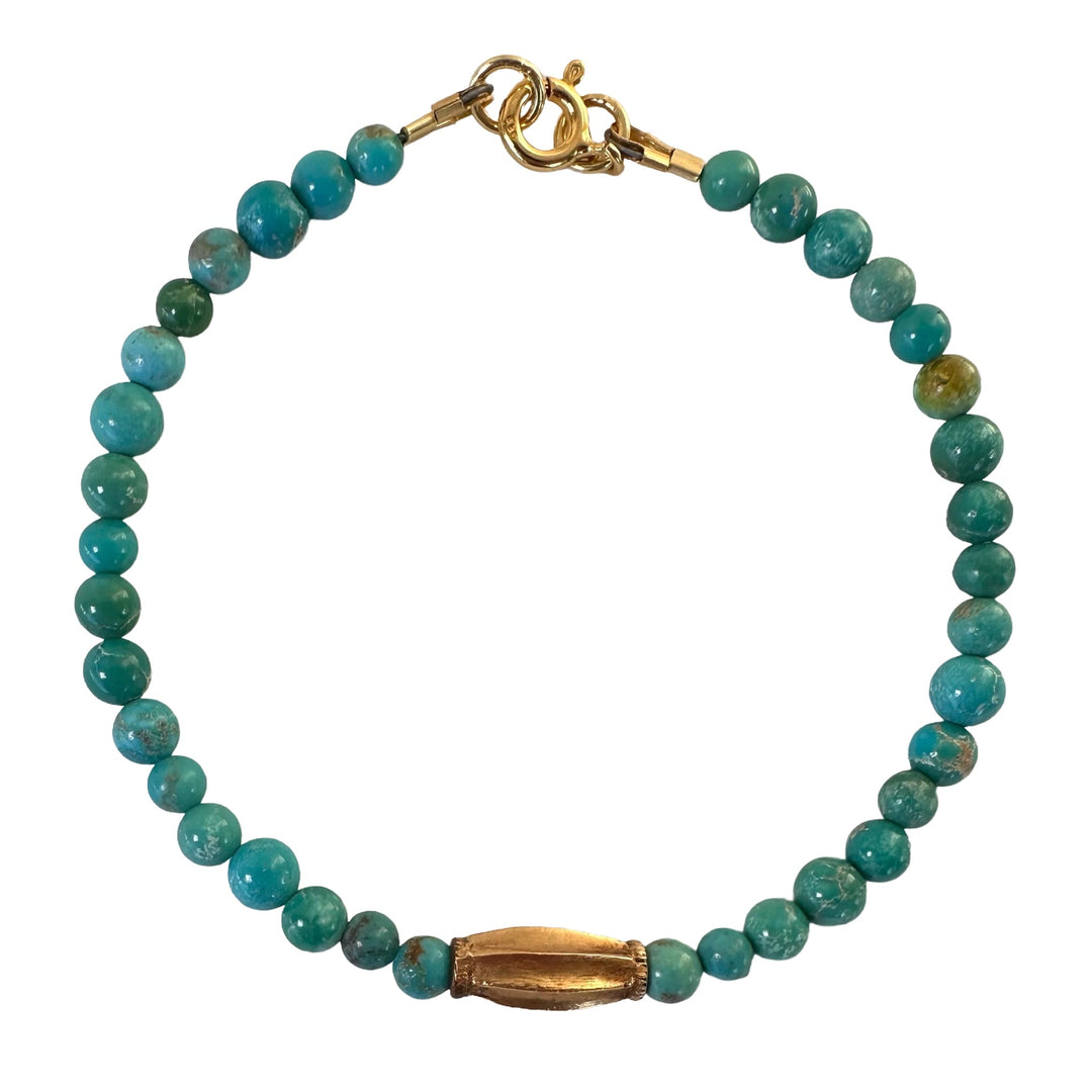 Limited Edition #5: Türkis-Armband mit antikem indischem Goldanhänger - nur 3 Stück! - Atelier Tibet