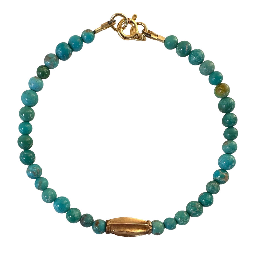 Limited Edition #5: Türkis-Armband mit antikem indischem Goldanhänger - nur 3 Stück! - Atelier Tibet