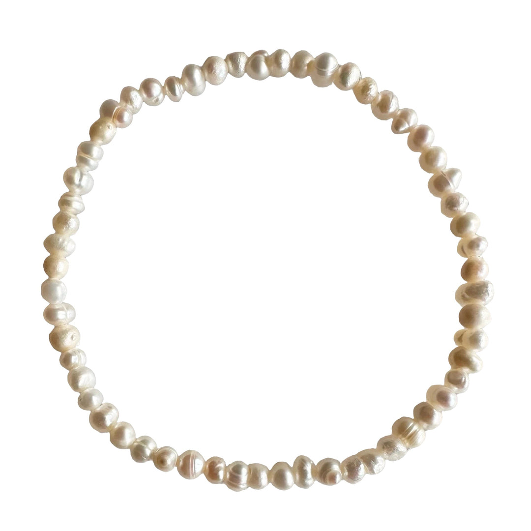 Mala-Armband mit weissen Süsswasserperlen - Atelier Tibet