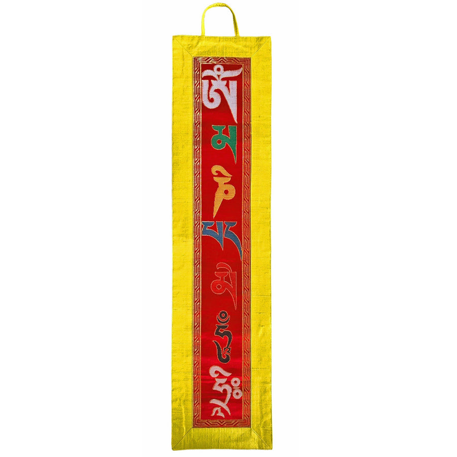 «Om Mani Padme Hum»-Wandbehang aus Seidenbrokat - Atelier Tibet