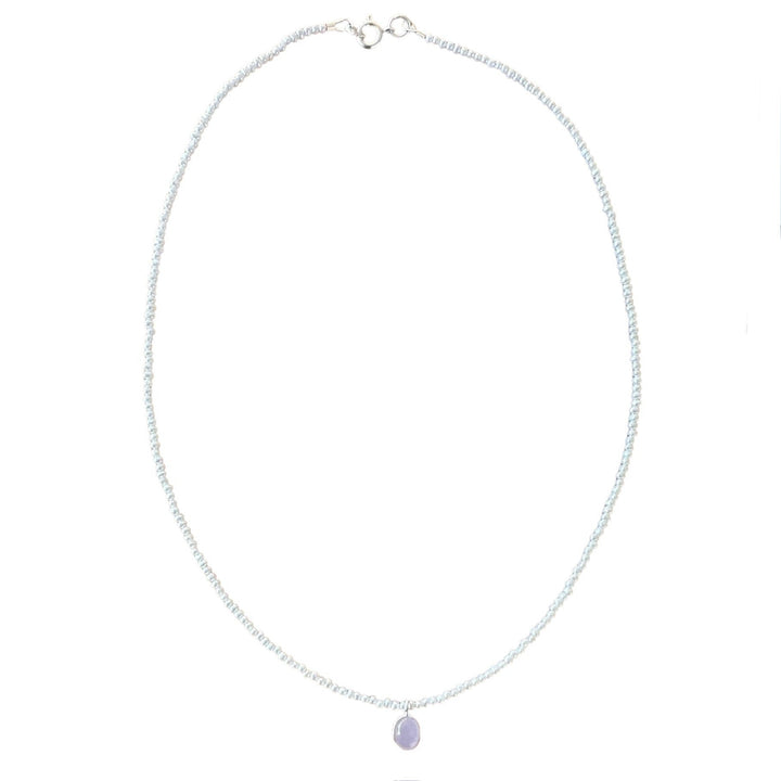 Perlen-Halskette mit Rosenquarz Anhänger - Atelier Tibet
