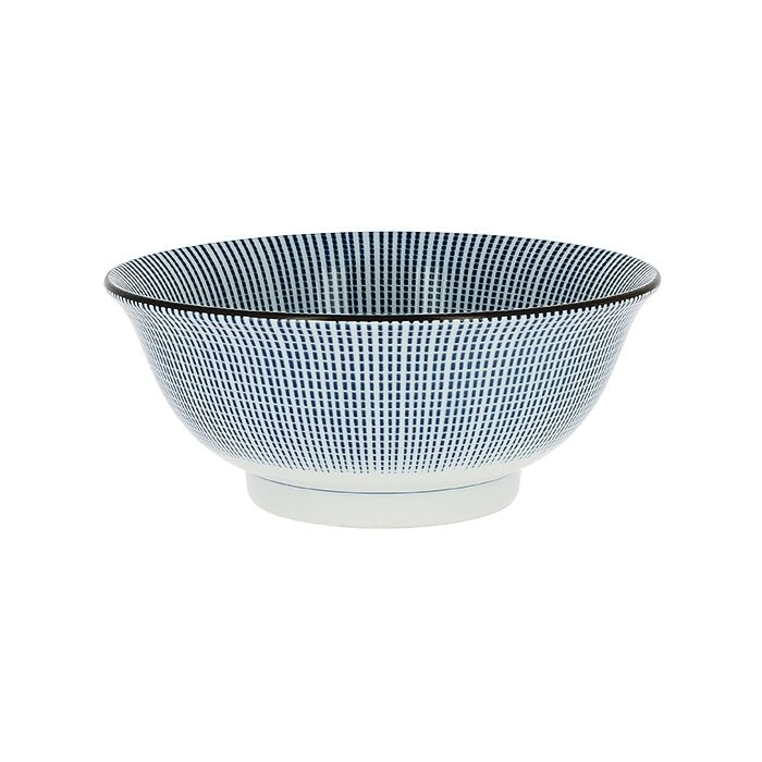Porzellan-Schüssel, weiss-blau gestreift - Atelier Tibet
