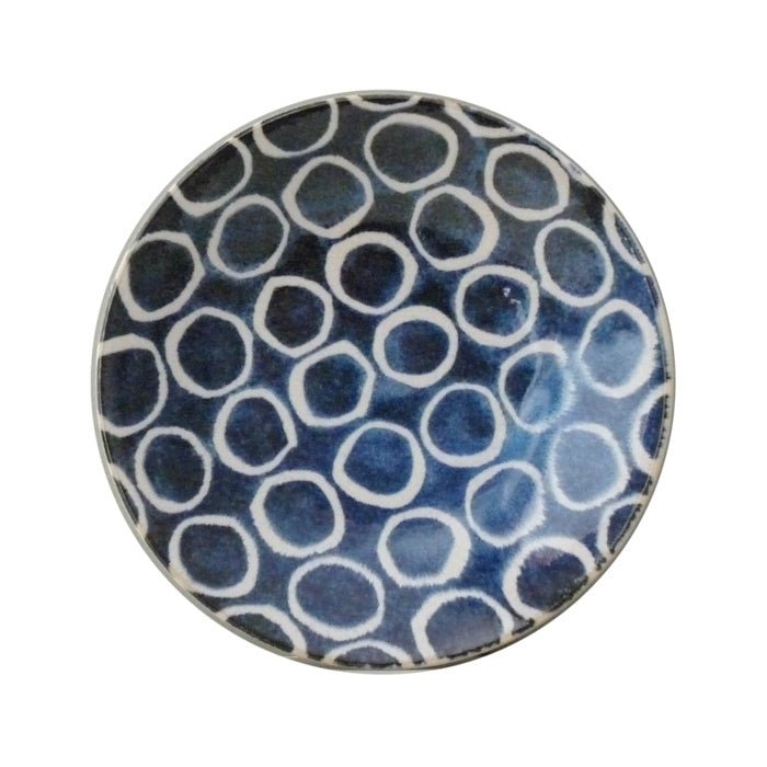 Grosser Porzellan-Teller mit blau-weissem Muster – Atelier Tibet