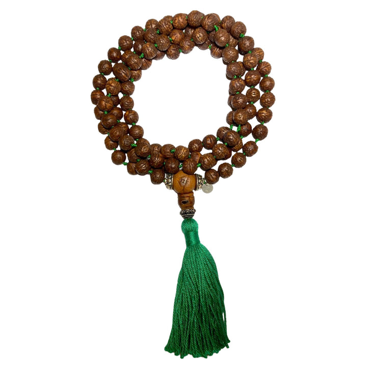 Ractu Samen-Mala mit Silberperlen und Quaste in fünf Farben - Atelier Tibet