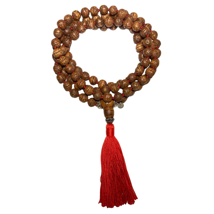 Ractu Samen-Mala mit Silberperlen und Quaste in fünf Farben - Atelier Tibet