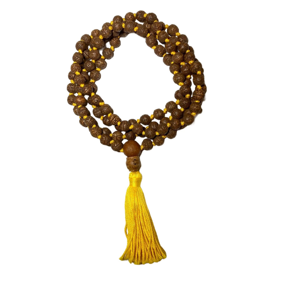 Ractu Samen-Mala mit Silberperlen und Quaste in fünf Farben - Atelier Tibet