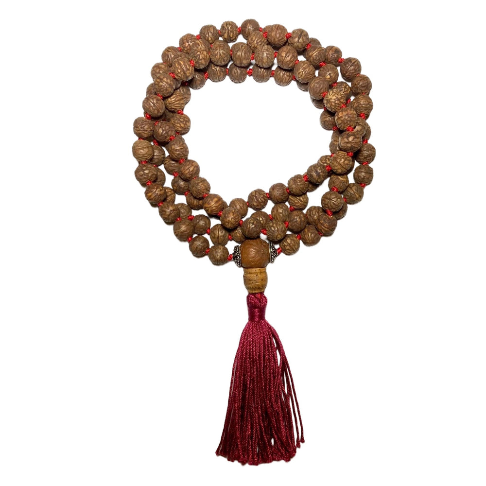 Ractu Samen-Mala mit Silberperlen und Quaste in fünf Farben - Atelier Tibet