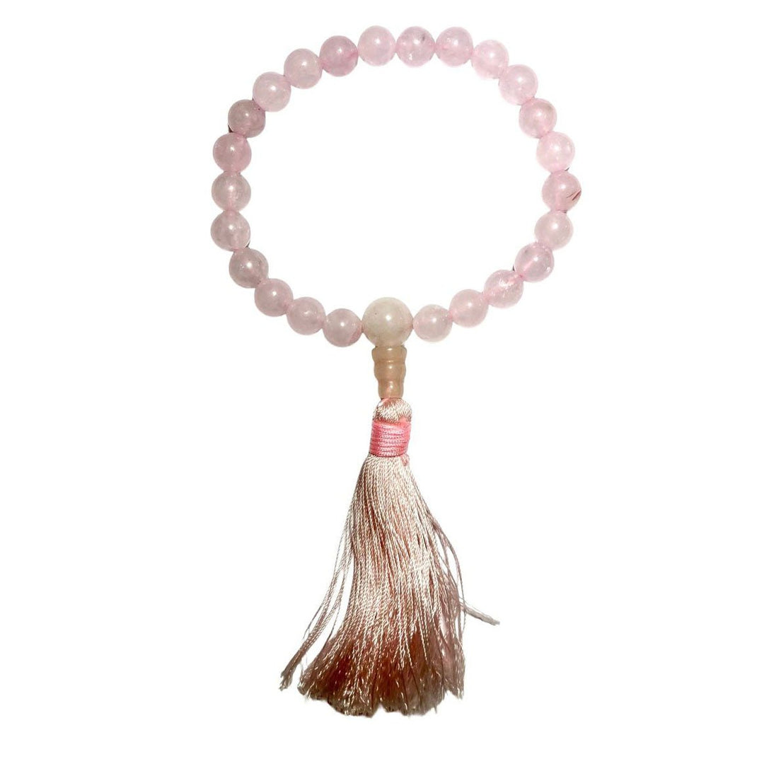 Rosenquarz Armband Mala mit Quaste - Atelier Tibet