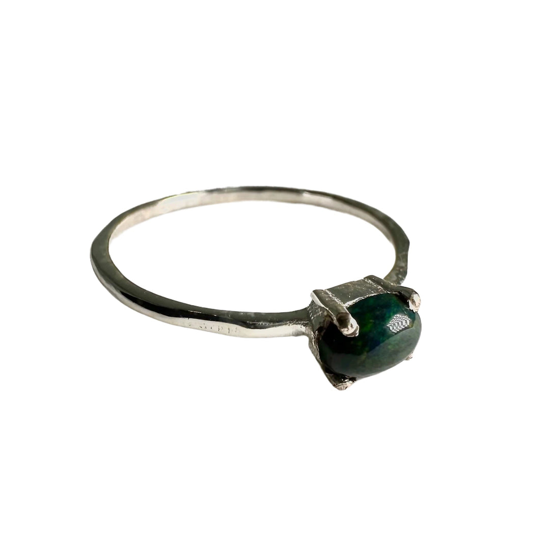 Schwarzer Opal Silberring - Atelier Tibet