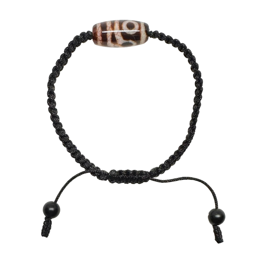 Schwarzes handgeknüpftes Armband mit «Dzi» - Atelier Tibet