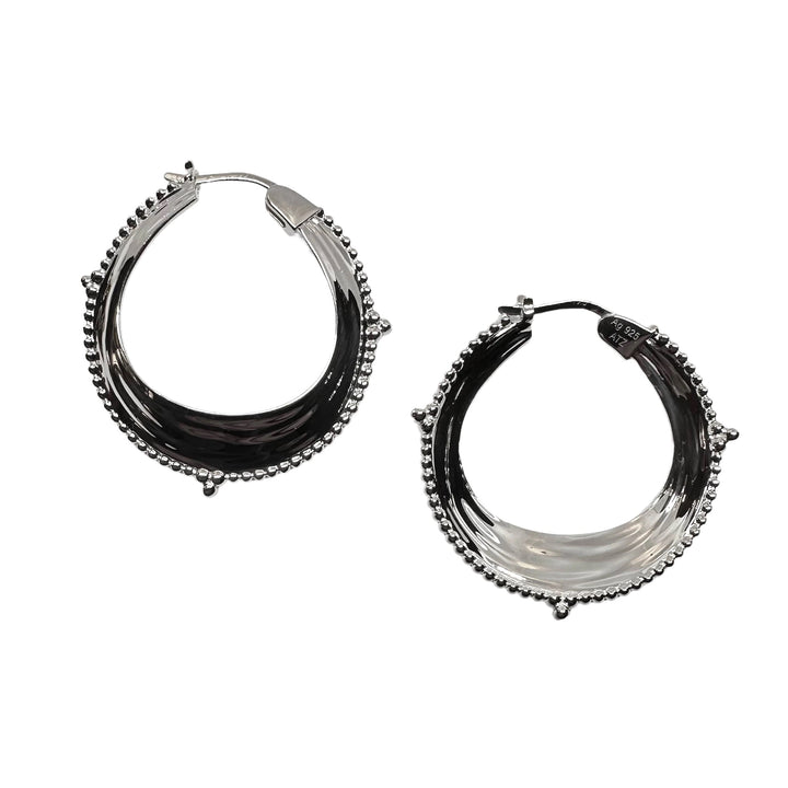 Silber-Kreolen mit Kugelmuster Ø 33 mm - Atelier Tibet