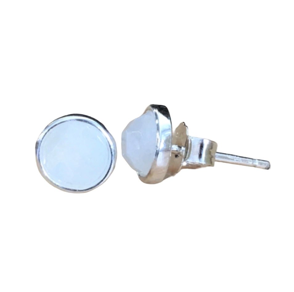 Stud earrings with amazonite in a simple silver setting