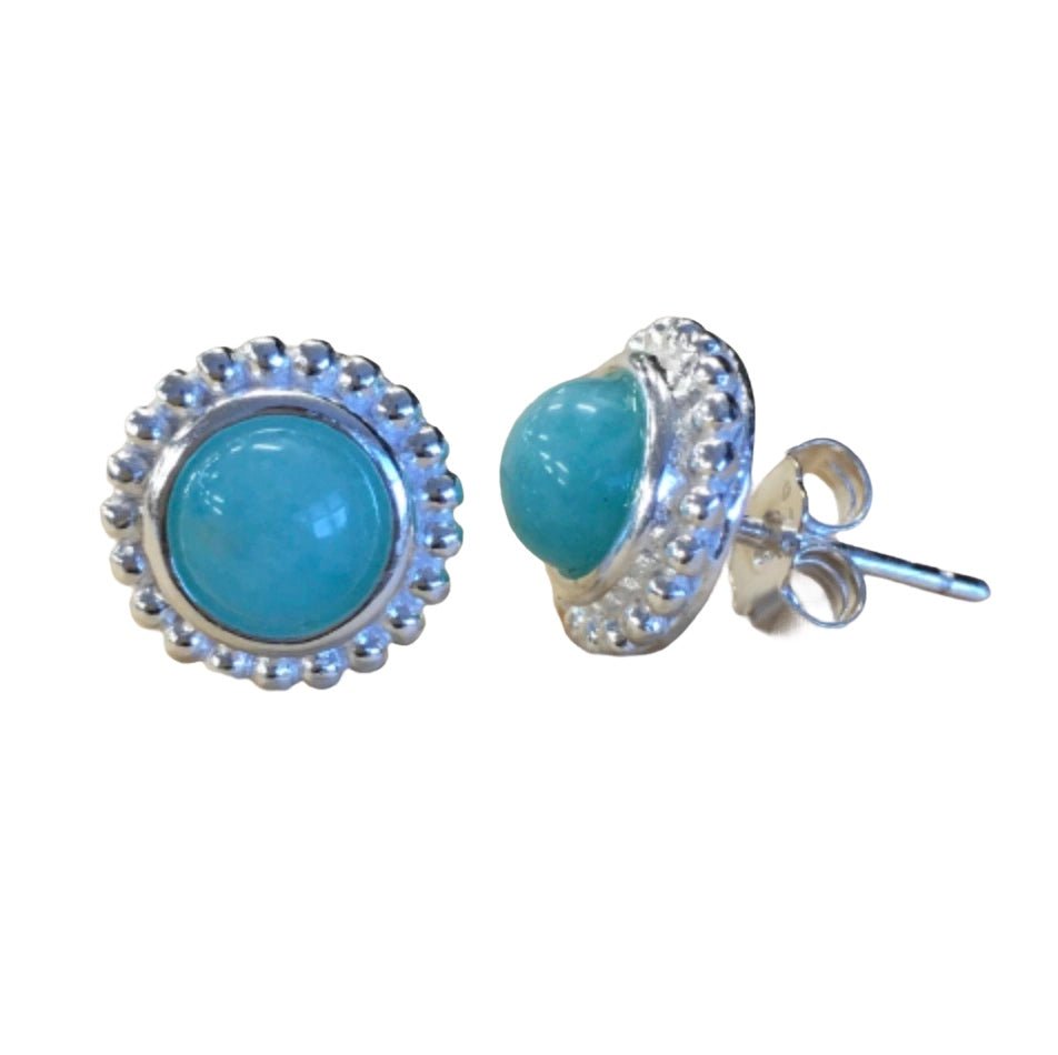 Silber-Ohrstecker mit Amazonit - Atelier Tibet