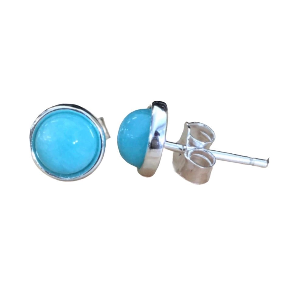 Silber-Ohrstecker mit Amazonit Peru - Atelier Tibet