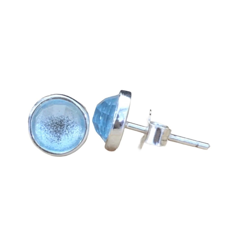 Silber-Ohrstecker mit blauem Topas - Atelier Tibet