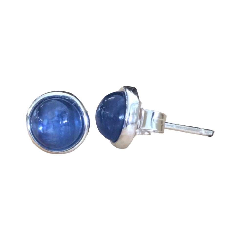 Stud earrings with kyanite in a simple silver setting