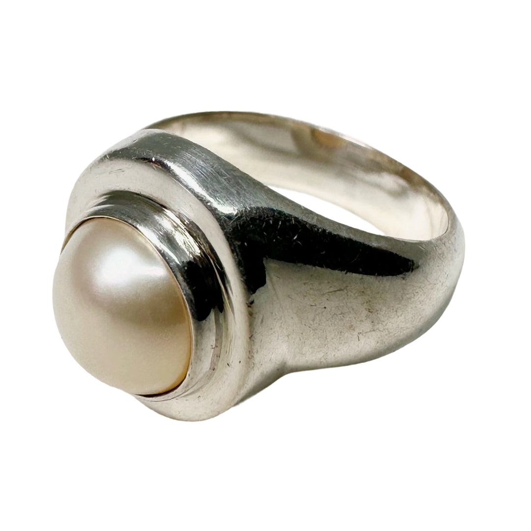 Silberring mit Perle - Atelier Tibet