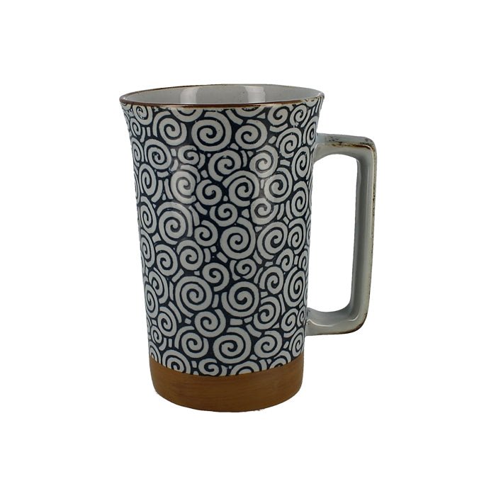 Grosse Tasse mit blauem Spiralmuster – Atelier Tibet