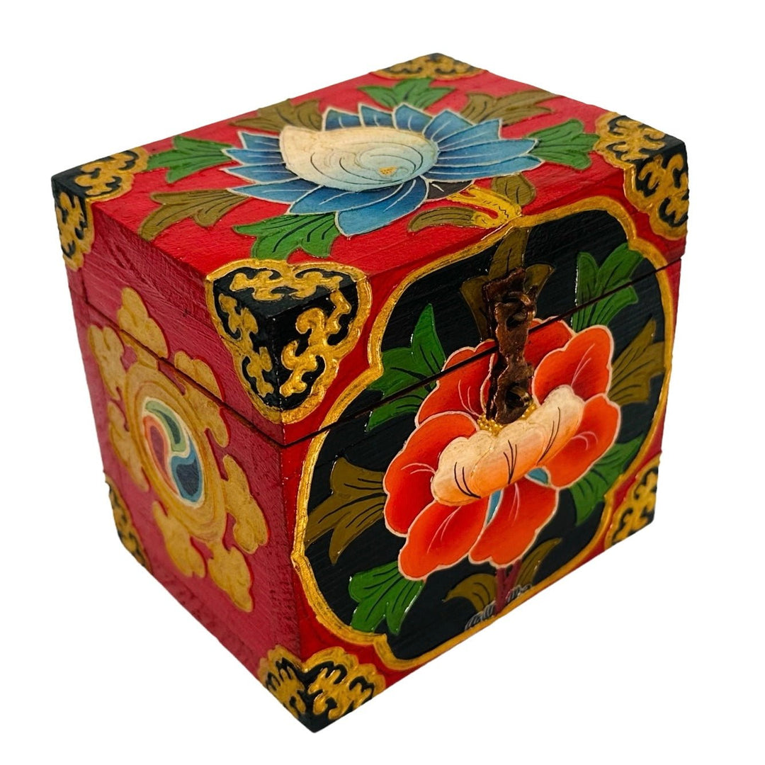 Tibetische Holzschatulle, diverse Motive - Atelier Tibet