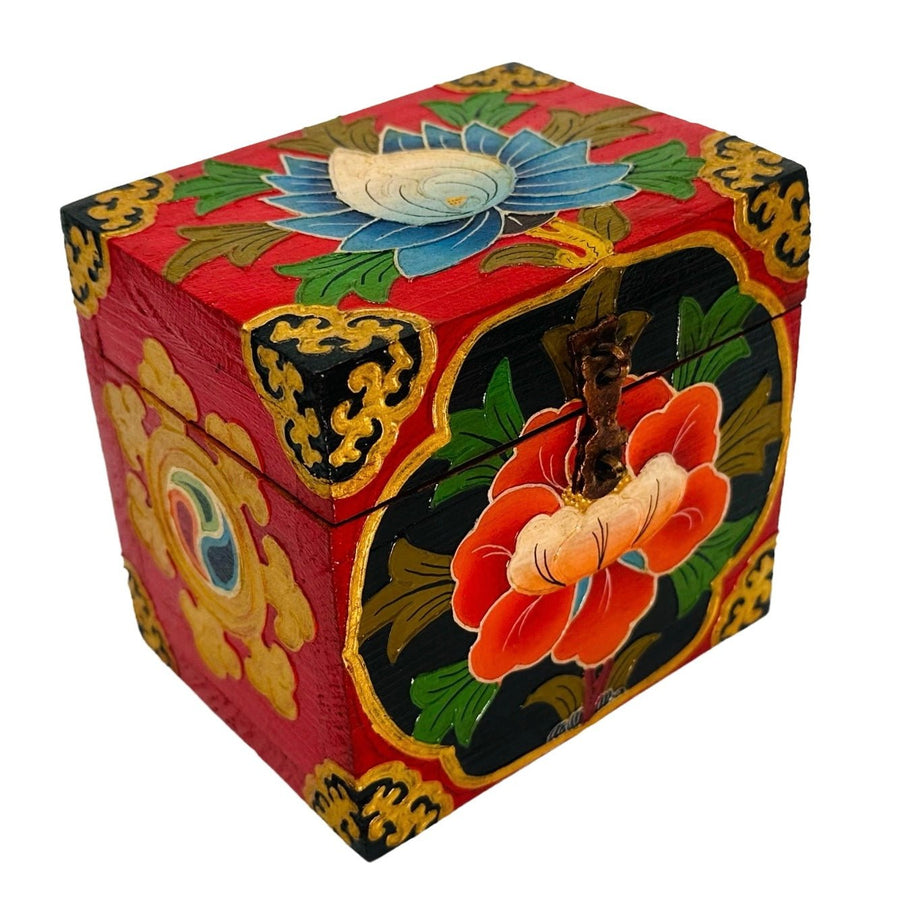 Tibetische Holzschatulle, diverse Motive - Atelier Tibet