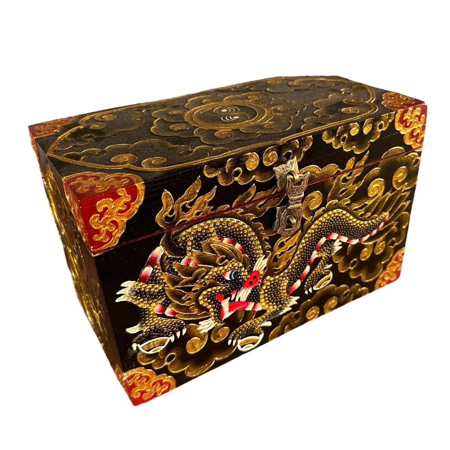 Tibetische Holzschatulle «Drachen» - Atelier Tibet