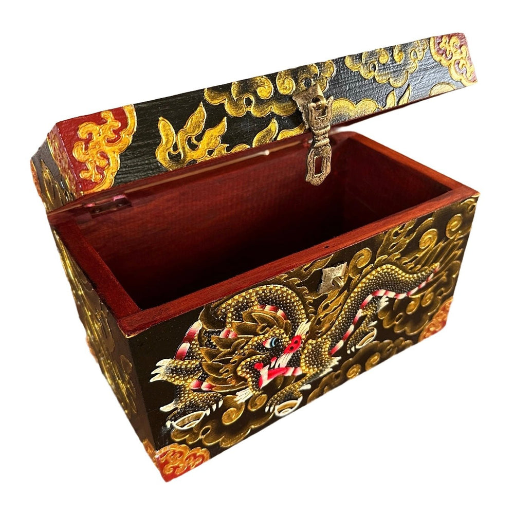 Tibetische Holzschatulle «Drachen» - Atelier Tibet
