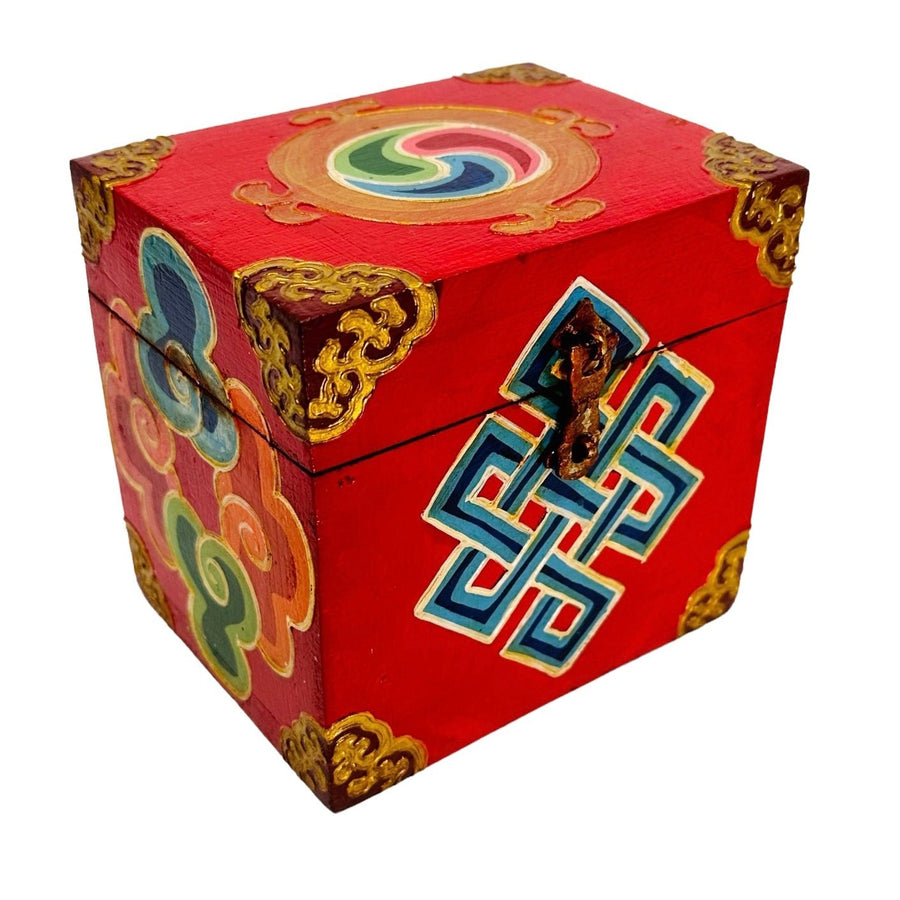 Tibetische Holzschatulle «Endloser Knoten» - Atelier Tibet