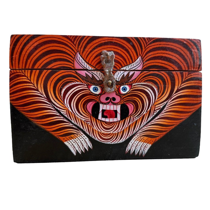 Tibetische Tiger-Holzschatulle - Atelier Tibet