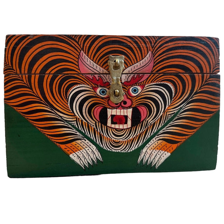 Tibetische Tiger-Holzschatulle - Atelier Tibet