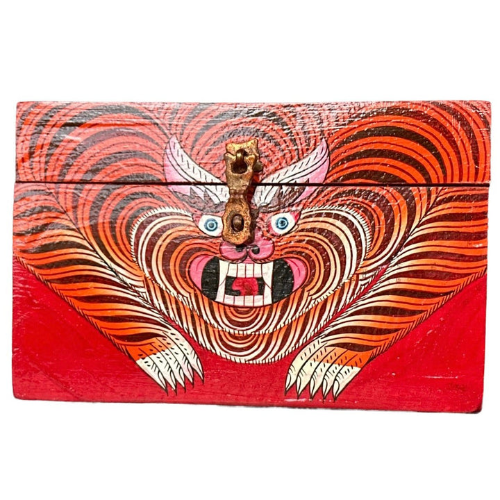 Tibetische Tiger-Holzschatulle - Atelier Tibet