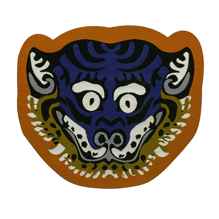 Tibetischer Aufbügel-Patch «Tiger Head», 2er-Set, verschiedene Farben und Grössen