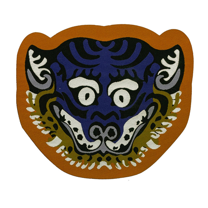 Tibetisches Aufbügel-Patch «Tiger Head», 5er-Set mit allen Farbvarianten - Atelier Tibet