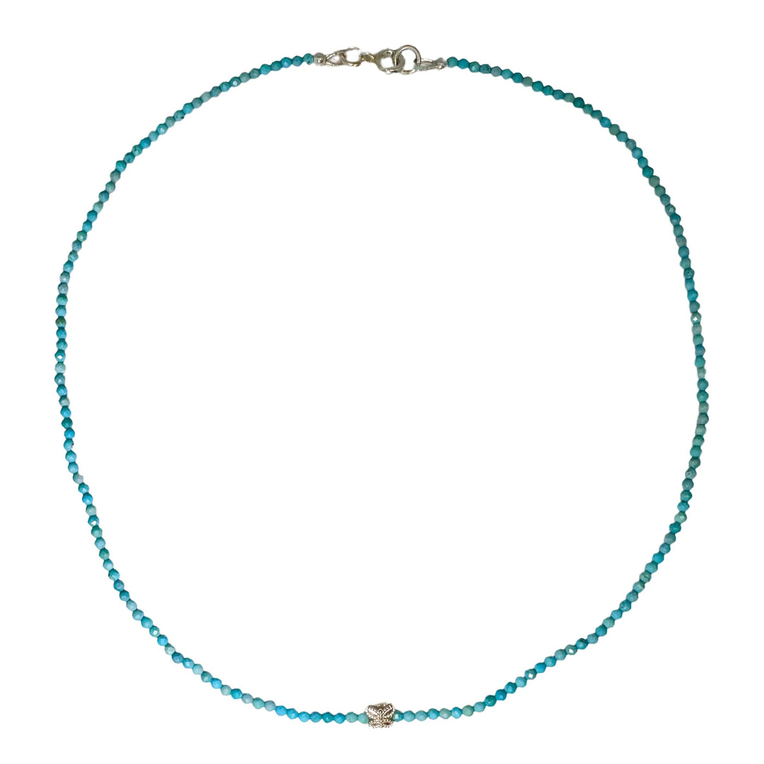 Türkis-Kette mit Schmetterling aus Silber - Atelier Tibet