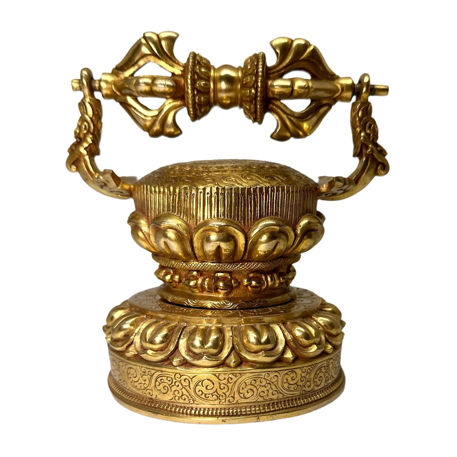 Vajra auf Sockel aus vergoldetem Kupfer - Atelier Tibet