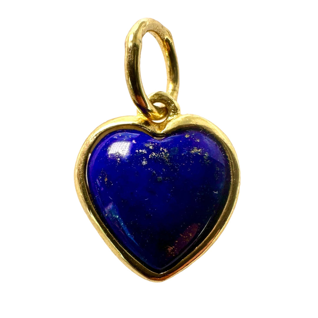 Vergoldeter herzförmiger Lapis Lazuli-Anhänger - Atelier Tibet