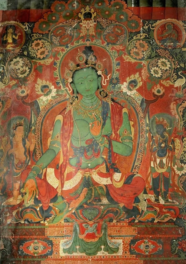 Thangka-Anhänger «Grüne Tara», handgemalt · CHARU × Rimou Thangka