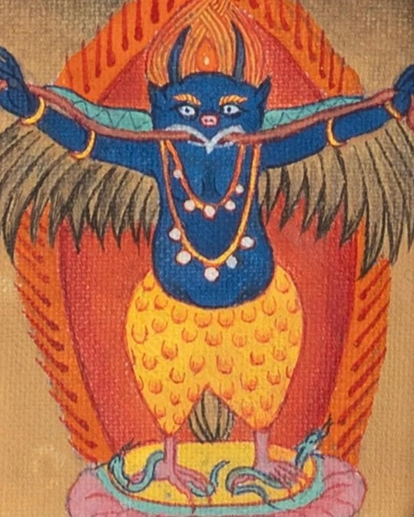 Thangka-Anhänger Khyung (Garuda), handgemalt · CHARU × Rimou Thangka