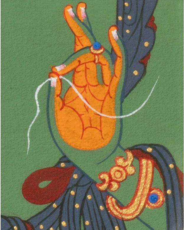 Thangka-Anhänger «Grüne Tara», handgemalt · CHARU × Rimou Thangka
