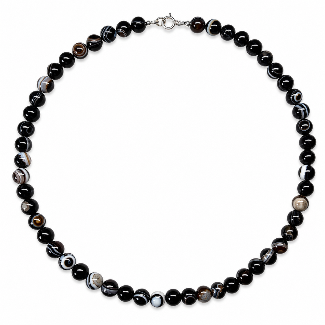 Collana in agata nera a bande