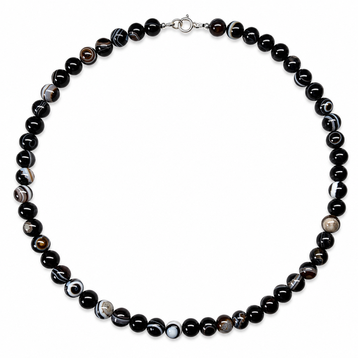Collana in agata nera a bande